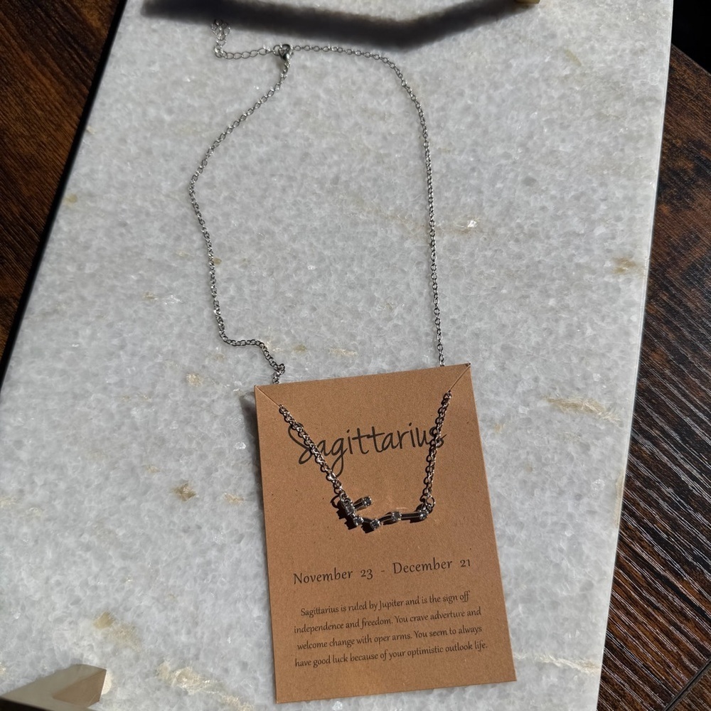 Silver Sagittarius Zodiac Constellation Necklace - Picture 2 of 4